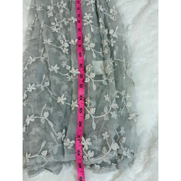 Sundance Platinum Gray Sheer Embroidered Floral Lace Peasant Dress Cottage 12 - Picture 13 of 13